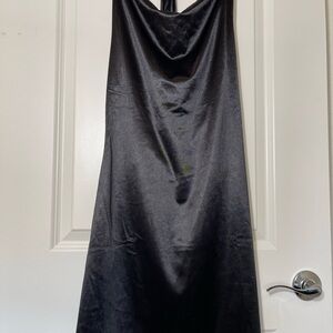 Zaful Elegant Black Satin Dress